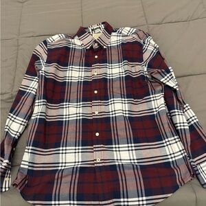 St. John's Bay Plaid Shirt in Burgundy, Navy & White